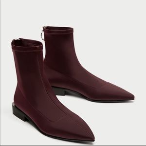 Zara flat stretch ankle boots with ring detail